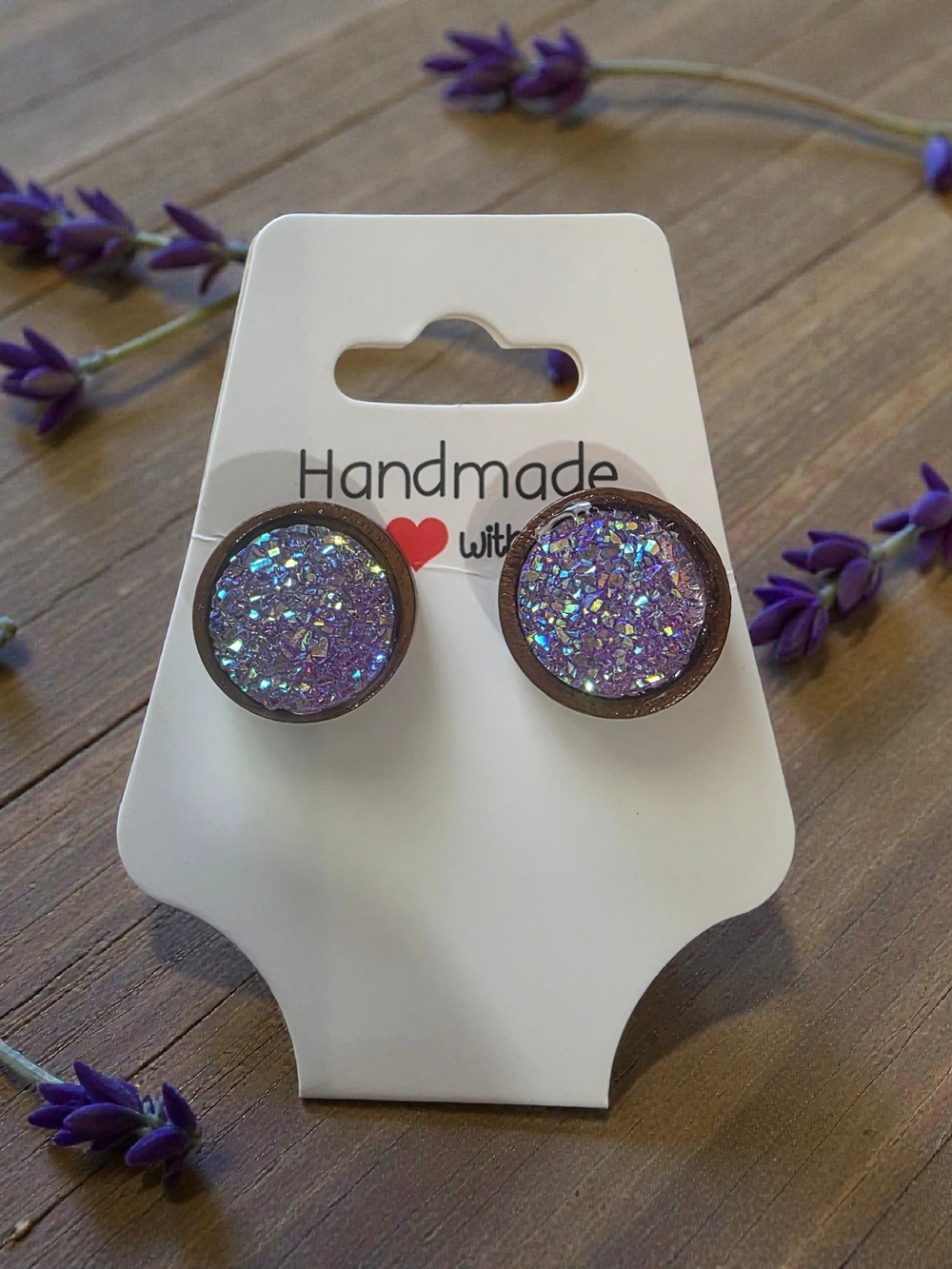 Handmade Styleandstone Purple  Druzy Stud Earrings